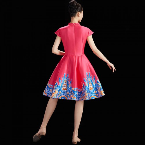 Modern dance costume for female adult square dance dress suit chinese qipao dresses stage  performance costume